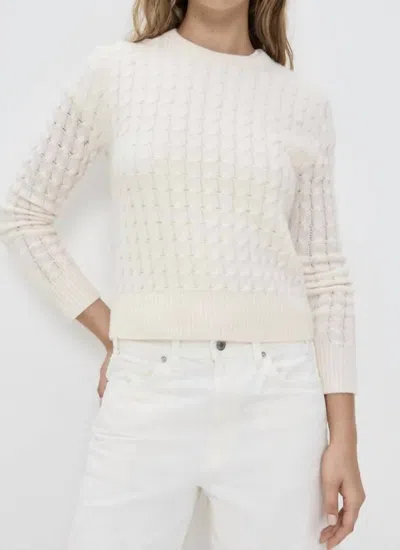 White + Warren Cashmere Cable Shrunken Crew In Soft White