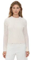 White + Warren Cashmere Cable Shrunken Crew Sweater Soft White In Neutral
