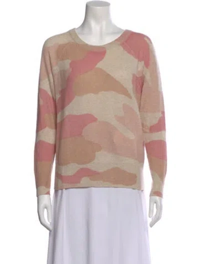 Pre-owned White + Warren Cashmere Camouflage Print Sweater In Neutral