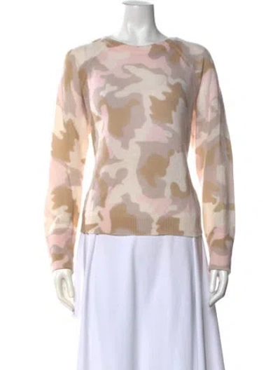 Pre-owned White + Warren Cashmere Camouflage Print Sweater In Neutrals