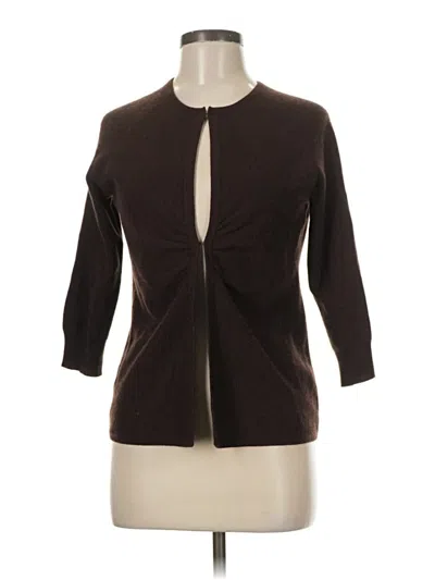Pre-owned White + Warren Cashmere Cardigan Sweater In Brown