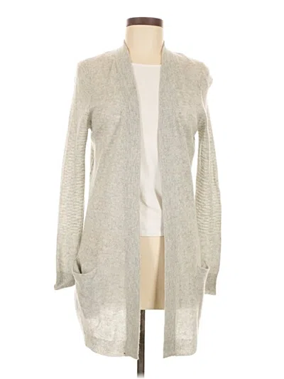 Pre-owned White + Warren Cashmere Cardigan Sweater In Silver
