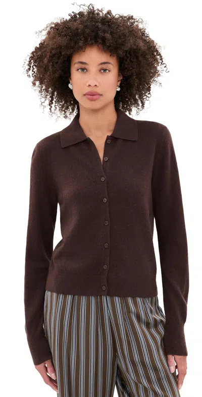 White + Warren Cashmere Collared Cardigan Coffee Bean