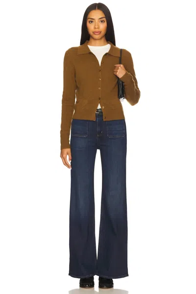 White + Warren Cashmere Collared Cardigan In Golden Brown In Multi
