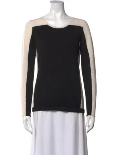 Pre-owned White + Warren Cashmere Colorblock Pattern Sweater In Black