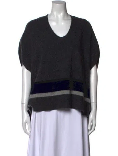 Pre-owned White + Warren Cashmere Colorblock Pattern Sweater In Black