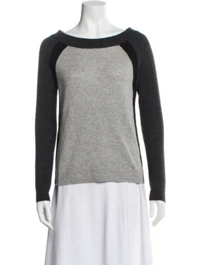Pre-owned White + Warren Cashmere Colorblock Pattern Sweater In Blue