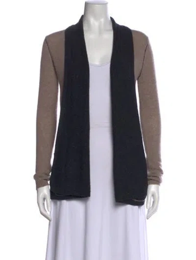 Pre-owned White + Warren Cashmere Colorblock Pattern Sweater In Gray