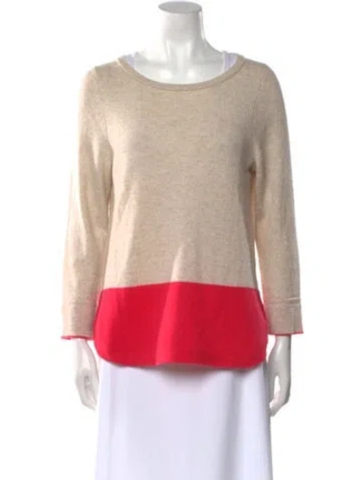 Pre-owned White + Warren Cashmere Colorblock Pattern Sweater In Neutral