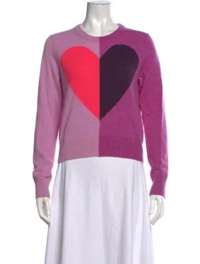 Pre-owned White + Warren Cashmere Colorblock Pattern Sweater In Purple
