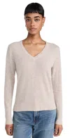 White + Warren Cashmere Core V Neck Pullover Sandwisp Heather In Sandwisp Heather