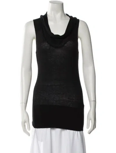 Pre-owned White + Warren Cashmere Cowl Neck Sweater In Black