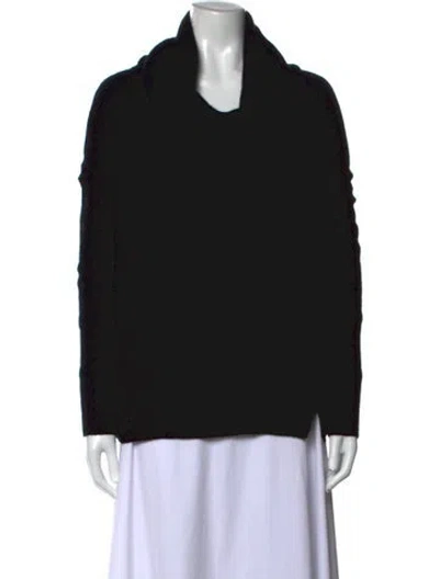 Pre-owned White + Warren Cashmere Cowl Neck Sweater In Black