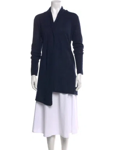 Pre-owned White + Warren Cashmere Cowl Neck Sweater In Blue