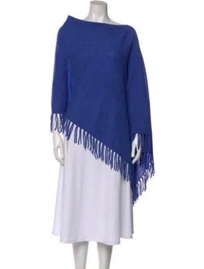 Pre-owned White + Warren Cashmere Cowl Neck Sweater In Blue