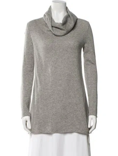 Pre-owned White + Warren Cashmere Cowl Neck Sweater In Gray