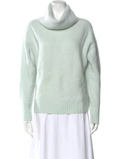 Pre-owned White + Warren Cashmere Cowl Neck Sweater In Green