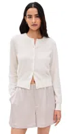 White + Warren Cashmere Crewneck Cardigan Sweater In Soft White In White