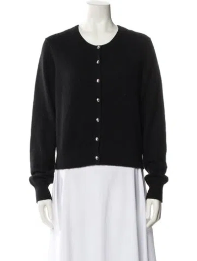 Pre-owned White + Warren Cashmere Crew Neck Sweater In Black