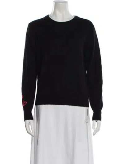 Pre-owned White + Warren Cashmere Crew Neck Sweater In Black