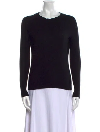 Pre-owned White + Warren Cashmere Crew Neck Sweater In Black