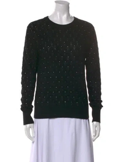 Pre-owned White + Warren Cashmere Crew Neck Sweater In Black
