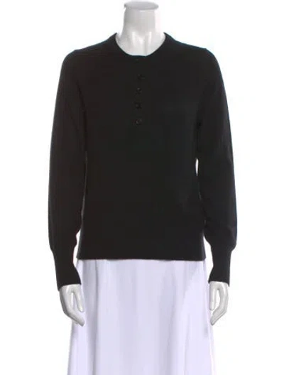 Pre-owned White + Warren Cashmere Crew Neck Sweater In Black