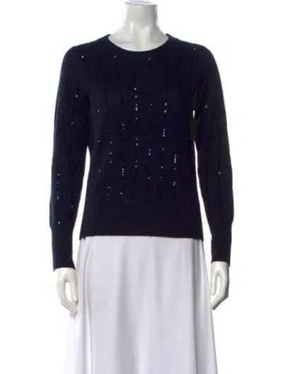 Pre-owned White + Warren Cashmere Crew Neck Sweater In Black