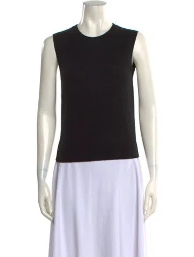 Pre-owned White + Warren Cashmere Crew Neck Sweater In Black