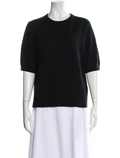 Pre-owned White + Warren Cashmere Crew Neck Sweater In Black