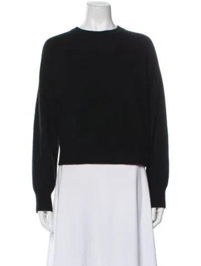 Pre-owned White + Warren Cashmere Crew Neck Sweater In Black
