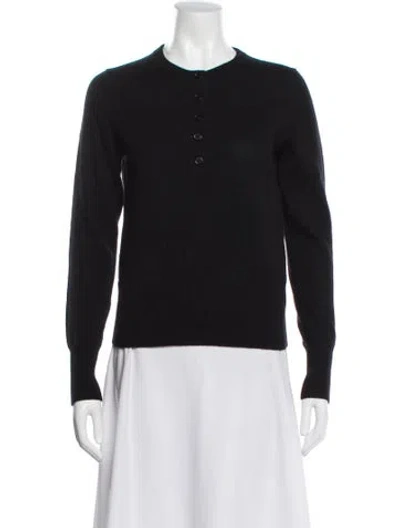 Pre-owned White + Warren Cashmere Crew Neck Sweater In Black