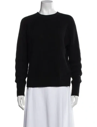 Pre-owned White + Warren Cashmere Crew Neck Sweater In Black