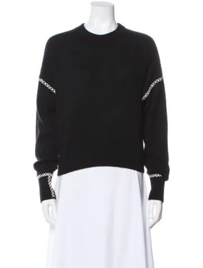 Pre-owned White + Warren Cashmere Crew Neck Sweater In Black