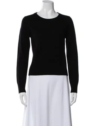 Pre-owned White + Warren Cashmere Crew Neck Sweater In Black
