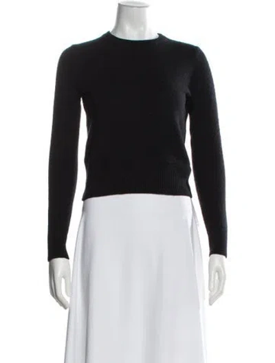 Pre-owned White + Warren Cashmere Crew Neck Sweater In Black