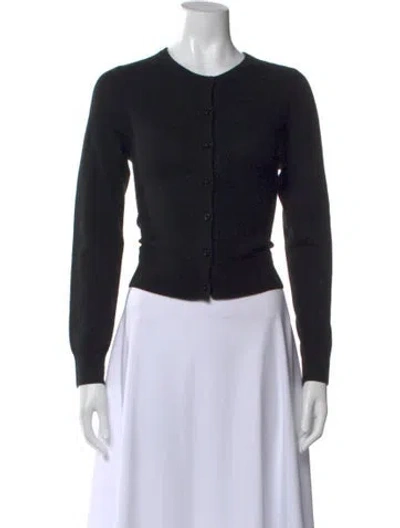 Pre-owned White + Warren Cashmere Crew Neck Sweater In Black