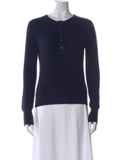 Pre-owned White + Warren Cashmere Crew Neck Sweater In Black