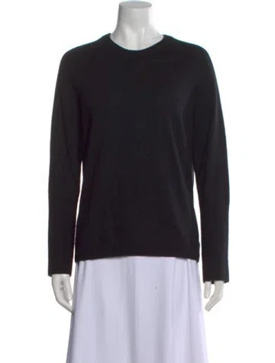 Pre-owned White + Warren Cashmere Crew Neck Sweater In Black