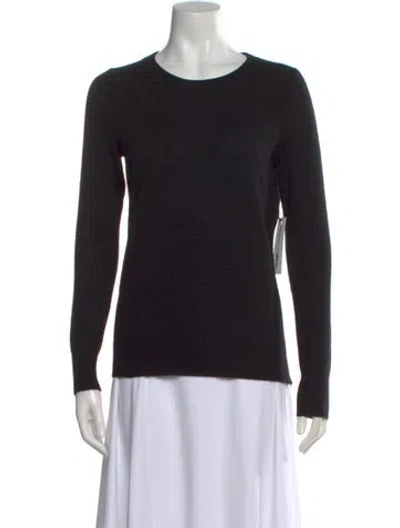Pre-owned White + Warren Cashmere Crew Neck Sweater In Black