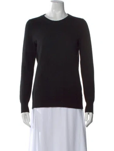 Pre-owned White + Warren Cashmere Crew Neck Sweater In Black