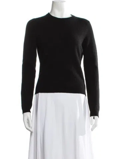 Pre-owned White + Warren Cashmere Crew Neck Sweater In Black