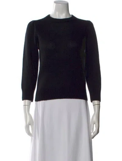 Pre-owned White + Warren Cashmere Crew Neck Sweater In Black