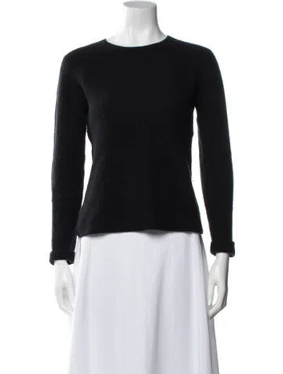 Pre-owned White + Warren Cashmere Crew Neck Sweater In Black