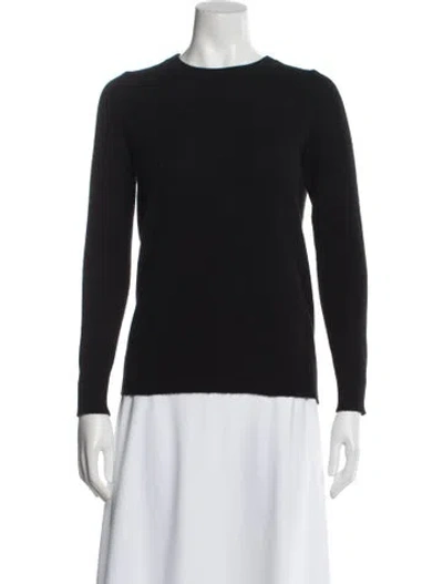 Pre-owned White + Warren Cashmere Crew Neck Sweater In Black