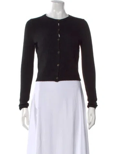 Pre-owned White + Warren Cashmere Crew Neck Sweater In Black