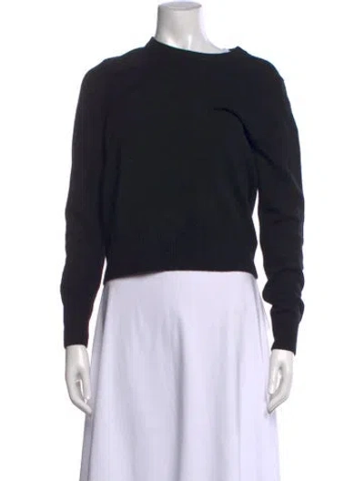 Pre-owned White + Warren Cashmere Crew Neck Sweater In Black