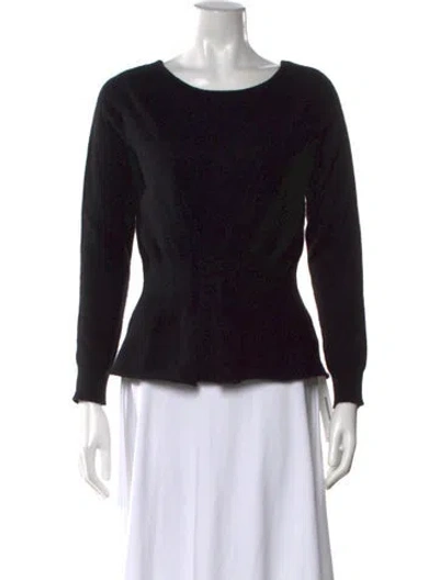 Pre-owned White + Warren Cashmere Crew Neck Sweater In Black