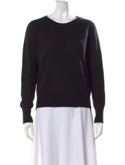 Pre-owned White + Warren Cashmere Crew Neck Sweater In Black