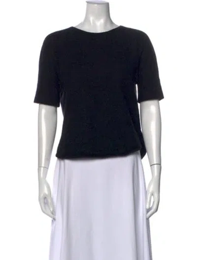 Pre-owned White + Warren Cashmere Crew Neck Sweater In Black